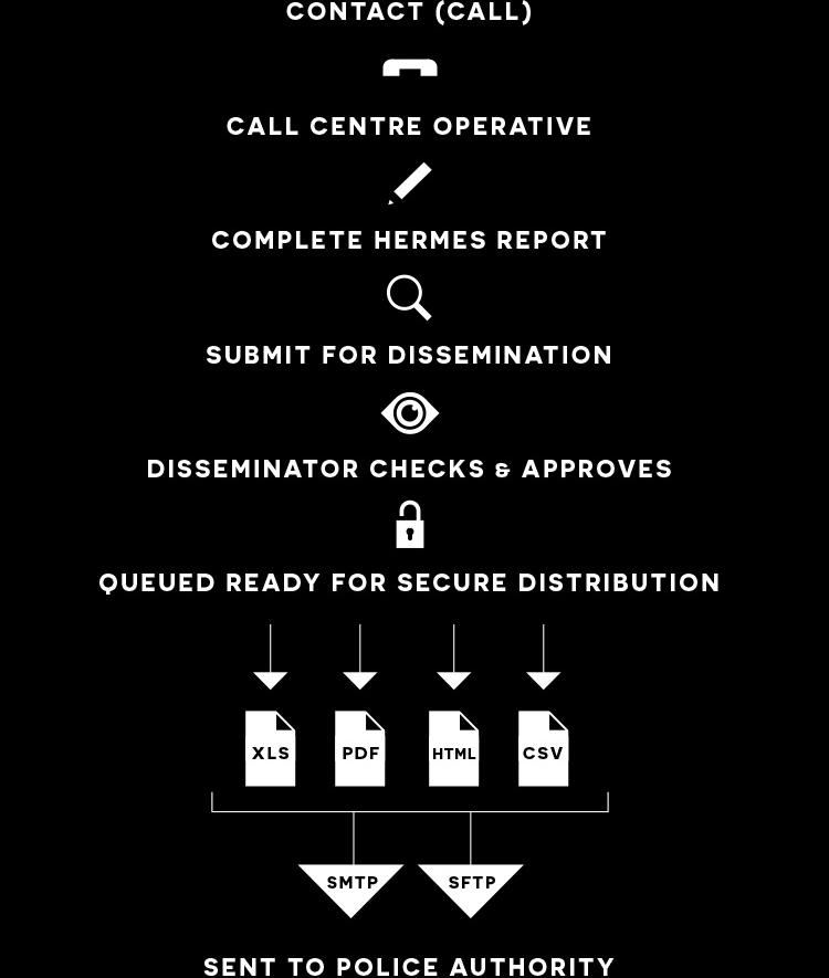 chart showing call process from centre to police