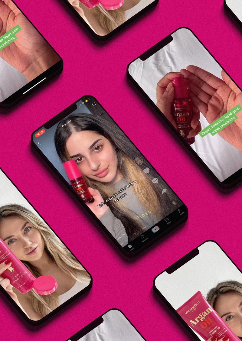 Users of Lee Stafford products on mobile phone displays