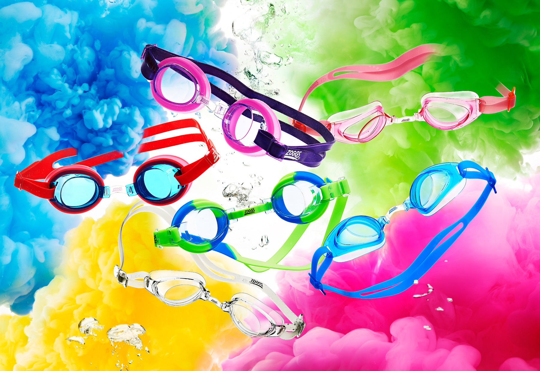 Lots of Zoggs goggles under the water