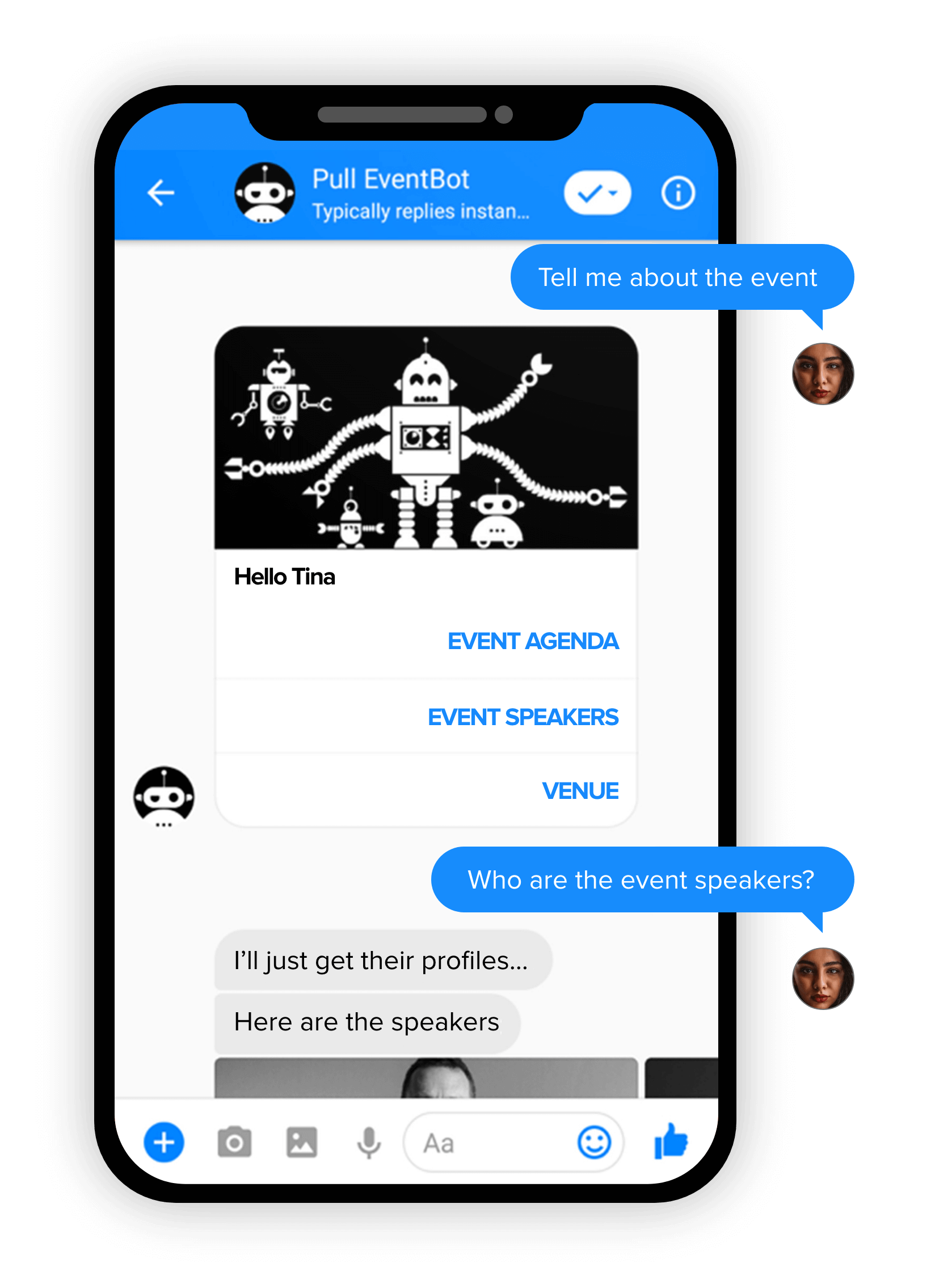 Chatbot app interface