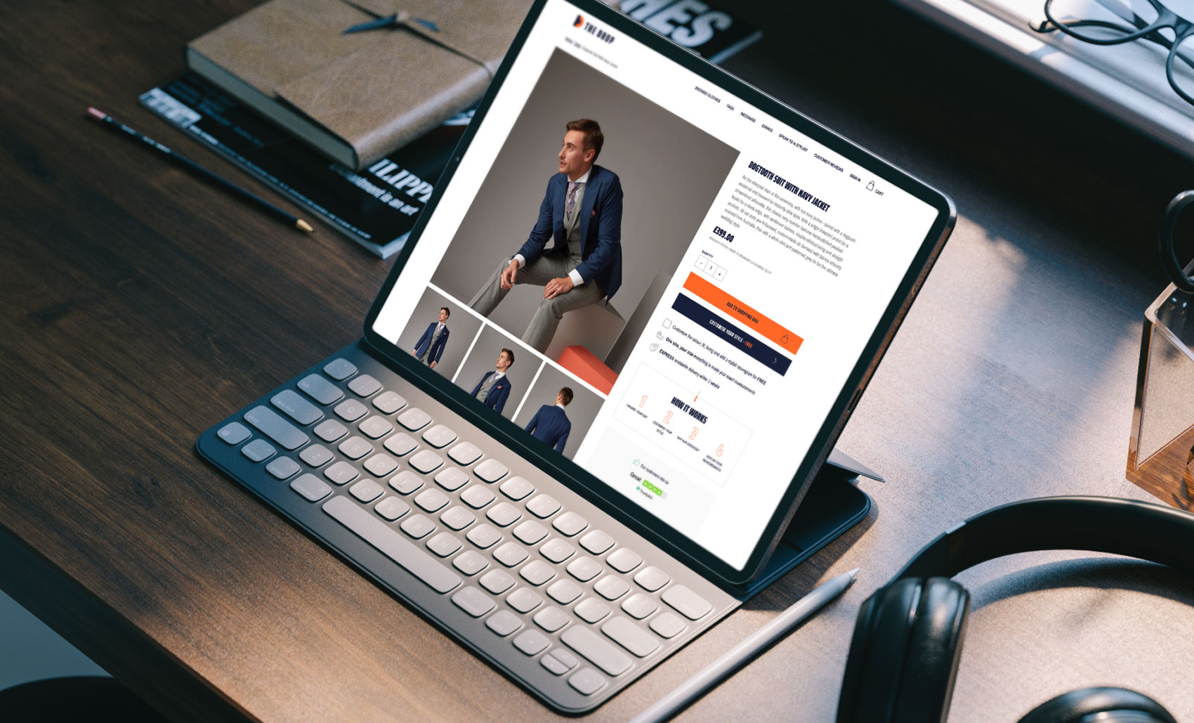 The Drop web site on tablet display