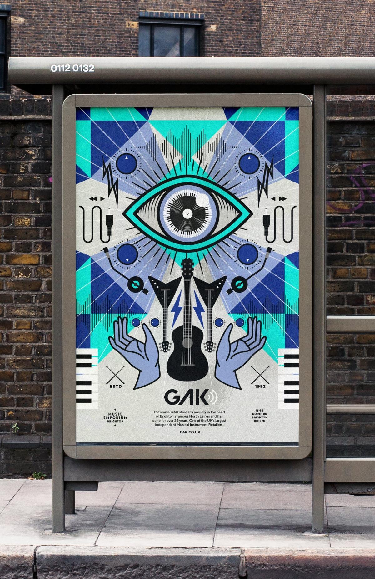 blue and teal kaleidoscope graphic on a record sleeve