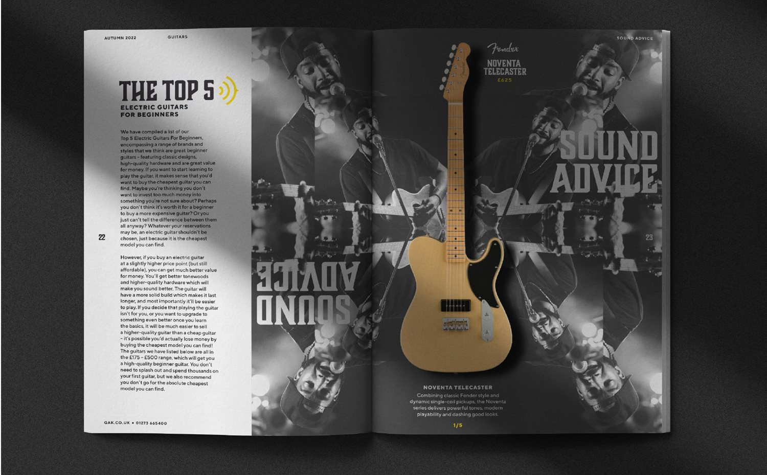 Brochure layout with black man in kaleidoscope shape