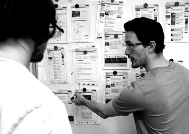 Wireframing session on whiteboard